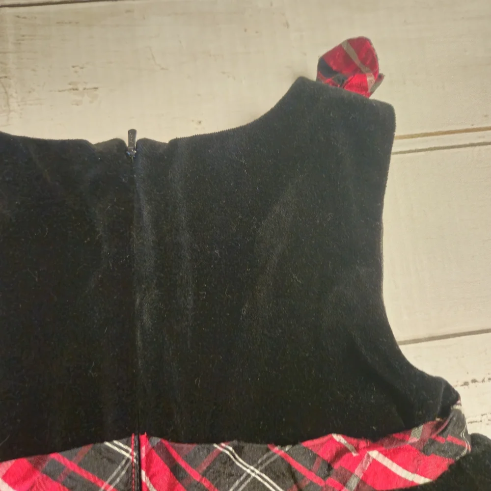 Gymboree Girls 3T Black Velvet‎ Red Plaid Holiday Christmas Dress Silk Trimmed